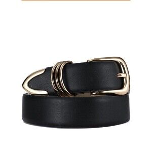 Women's Faux Leather Belts with Gold Buckle Fashion Leather Waist Belt Elegant